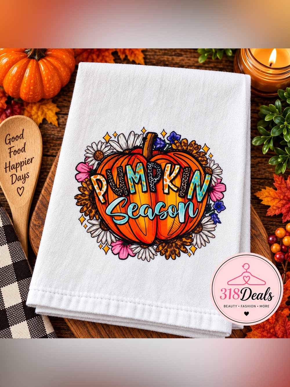 Pumpkin Season Kitchen Towel Fall Pumpkin Decorative Dish Towel